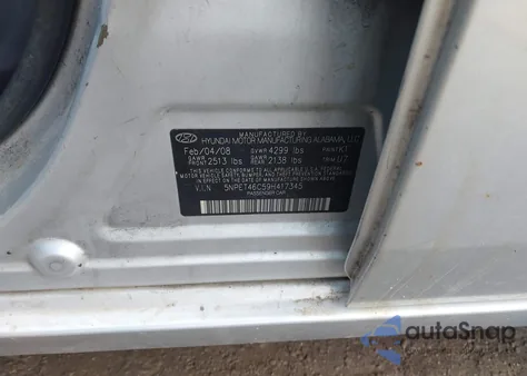 2009 Hyundai Sonata Gls from USA, damaged, VIN 5NPET46C59H417345